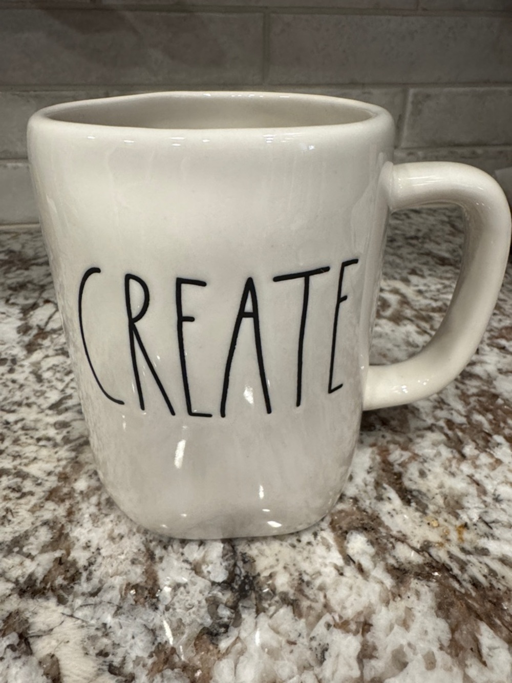 Rae Dunn White 'CREATE' Ceramic Mug with Black Lettering